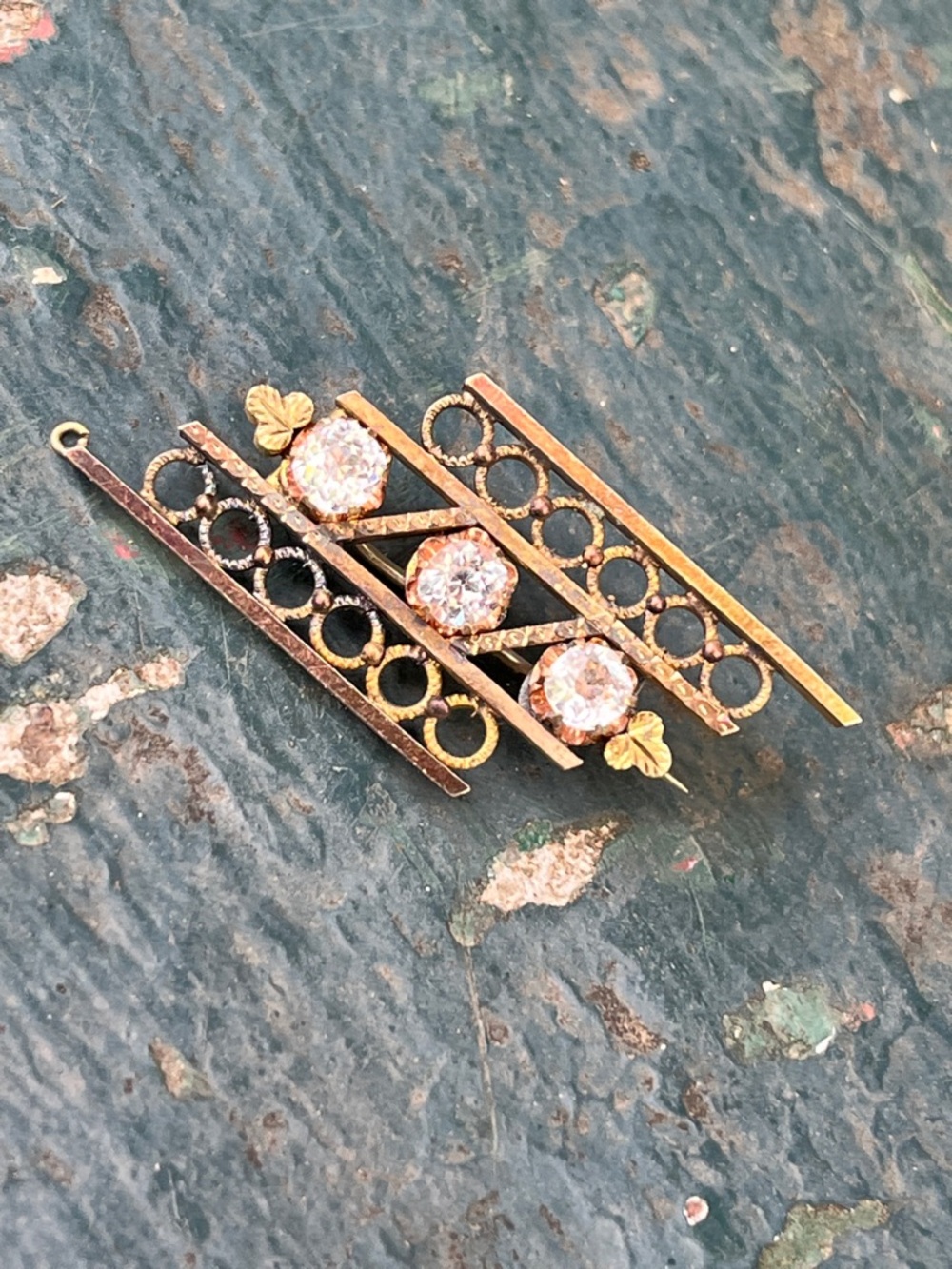 Victorian Late 1890’s Gold Filled or Gold Shell And Paste Stone Pin